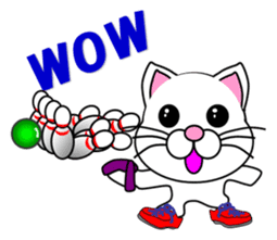 A white cat which bowls sticker #13534627