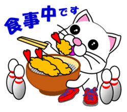 A white cat which bowls sticker #13534641