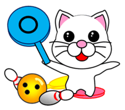 A white cat which bowls sticker #13534642