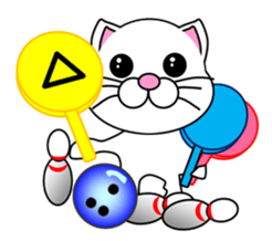 A white cat which bowls sticker #13534643