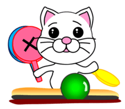 A white cat which bowls sticker #13534644