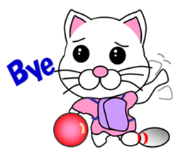 A white cat which bowls sticker #13534645