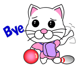 A white cat which bowls sticker #13534645