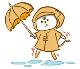 Van cat with his yellow rain coat sticker #13534831