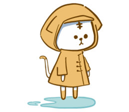 Van cat with his yellow rain coat sticker #13534833