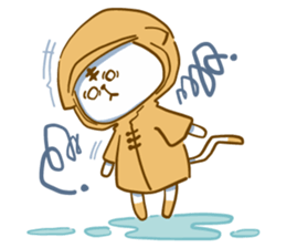 Van cat with his yellow rain coat sticker #13534836