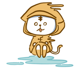 Van cat with his yellow rain coat sticker #13534841