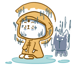 Van cat with his yellow rain coat sticker #13534855