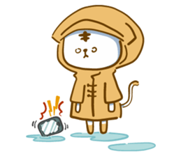 Van cat with his yellow rain coat sticker #13534858