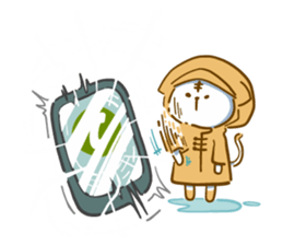 Van cat with his yellow rain coat sticker #13534859