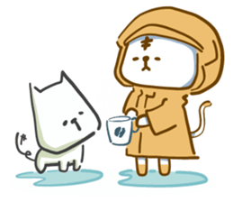 Van cat with his yellow rain coat sticker #13534865