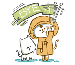 Van cat with his yellow rain coat sticker #13534869