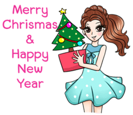 Happy cute girl sticker #13545856