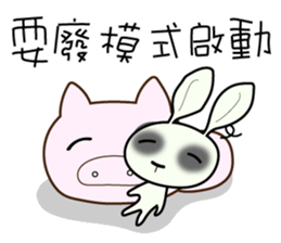 Waste rabbit and his pig teammate daily. sticker #13550861