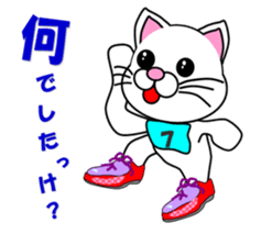 A white cat which does marathons sticker #13562354