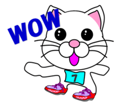 A white cat which does marathons sticker #13562366