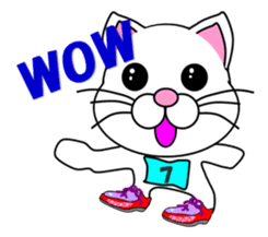 A white cat which does marathons sticker #13562366