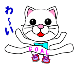 A white cat which does marathons sticker #13562368