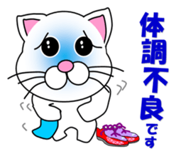 A white cat which does marathons sticker #13562380