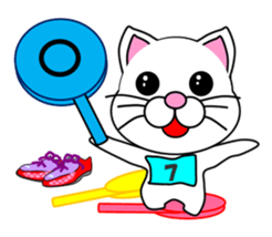 A white cat which does marathons sticker #13562386