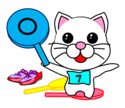 A white cat which does marathons sticker #13562386