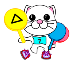 A white cat which does marathons sticker #13562387