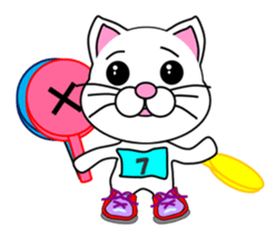 A white cat which does marathons sticker #13562388