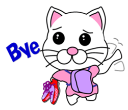 A white cat which does marathons sticker #13562389