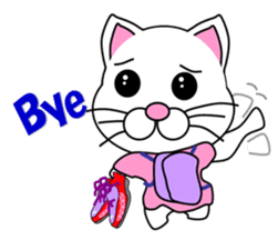 A white cat which does marathons sticker #13562389