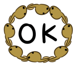 green frog and tadpoles sticker #13570924