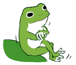 green frog and tadpoles sticker #13570930