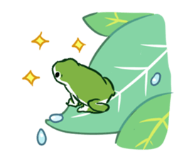green frog and tadpoles sticker #13570932