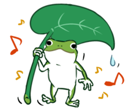 green frog and tadpoles sticker #13570933