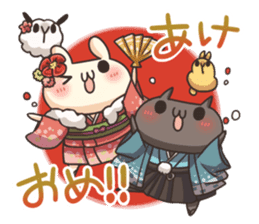 Shiro the rabbit & kuro the cat Part5 sticker #13593959
