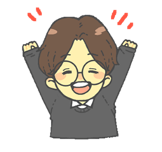 Round glasses boy sticker #13609782