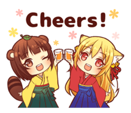 Tanuki & Fox girl sticker #13612647