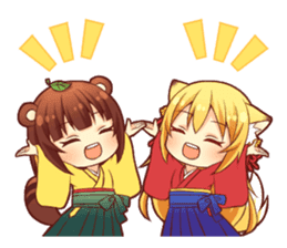 Tanuki & Fox girl sticker #13612648
