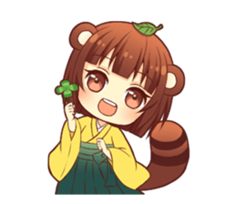 Tanuki & Fox girl sticker #13612650