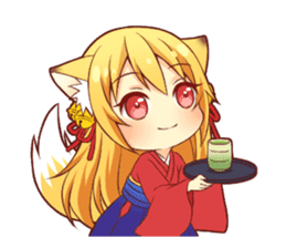 Tanuki & Fox girl sticker #13612651