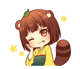 Tanuki & Fox girl sticker #13612658