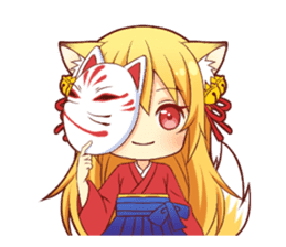 Tanuki & Fox girl sticker #13612663