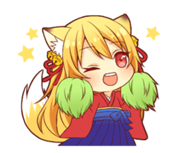 Tanuki & Fox girl sticker #13612673
