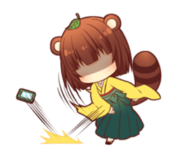 Tanuki & Fox girl sticker #13612674