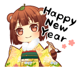 Tanuki & Fox girl sticker #13612678