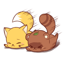 Tanuki & Fox girl sticker #13612683