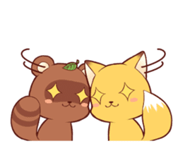 Tanuki & Fox girl sticker #13612684