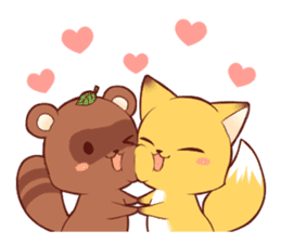 Tanuki & Fox girl sticker #13612685