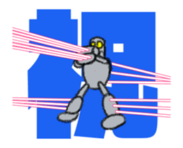 Tin robot with big letter(animation) sticker #13622329