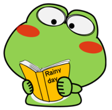 Frog in rainy day sticker #13632354