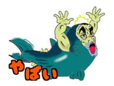 Kind human face fish Mr.Gen sticker #13635090